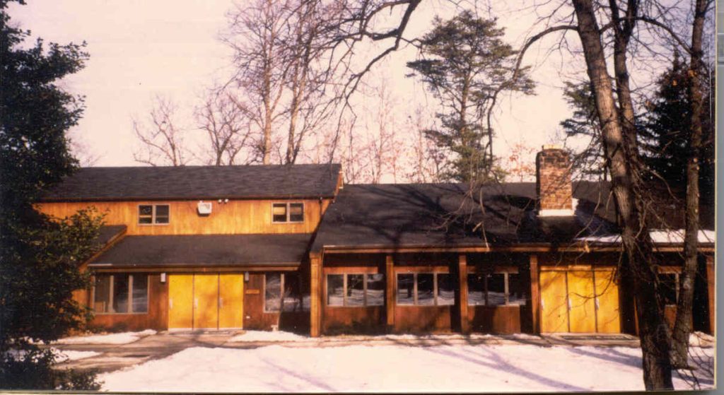 Two story, wooden building. 