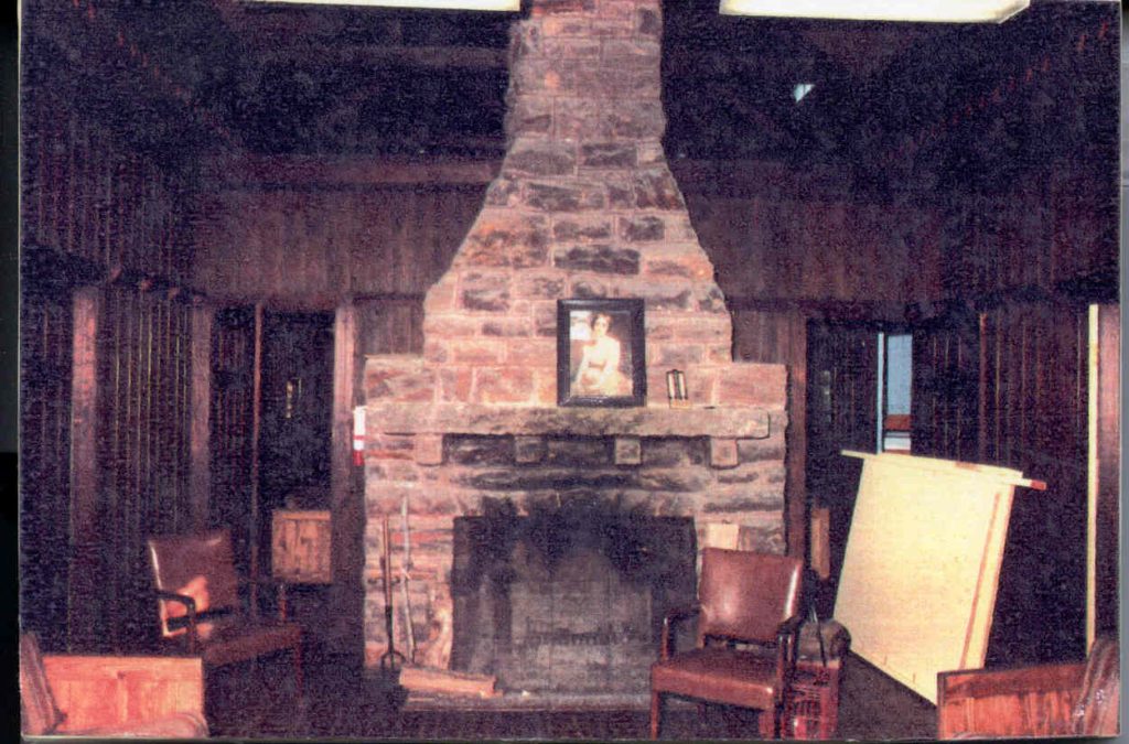 Old brick fireplace. 